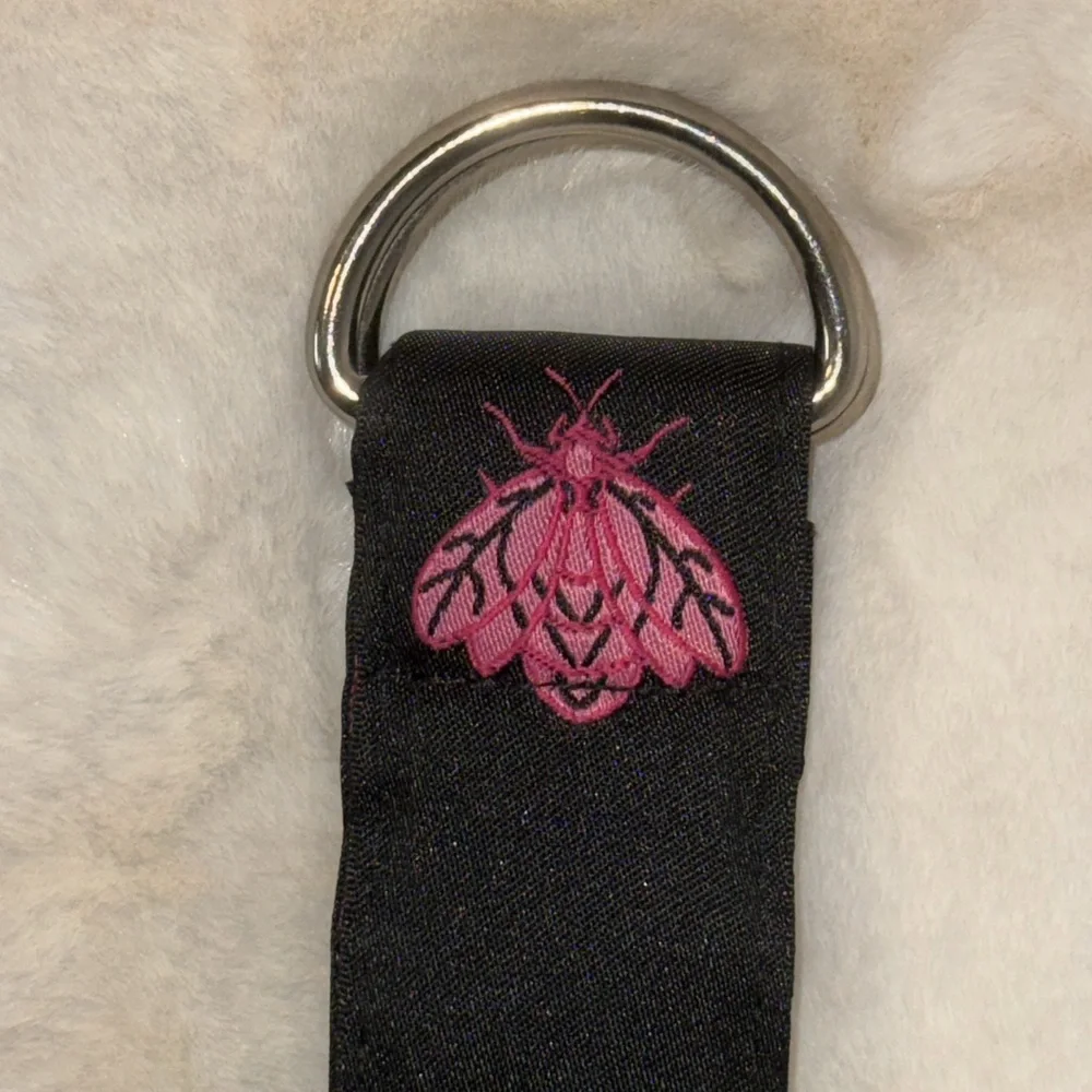 Pink & Black Fly Print D Ring Ribbon Belt Women’s S Small By Top It Off
